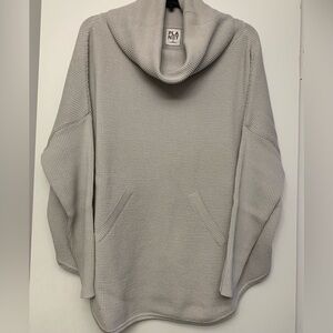 PLANET by Lori G Cowl neck waffle comfy cotton sweater grey cozy long wash easy!